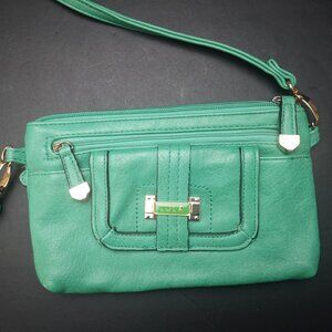 Lula Ladies Teal Green Faux Leather Lined Crossbody Bag with Adjustable Strap